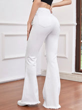 High Waist Ripped Detail Flare Leg Jeans